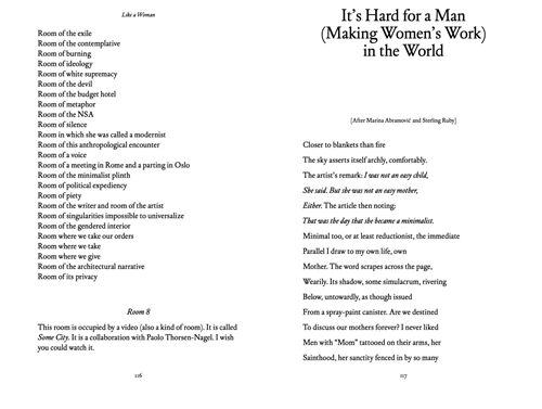 Like a Woman Essays, Readings, Poems